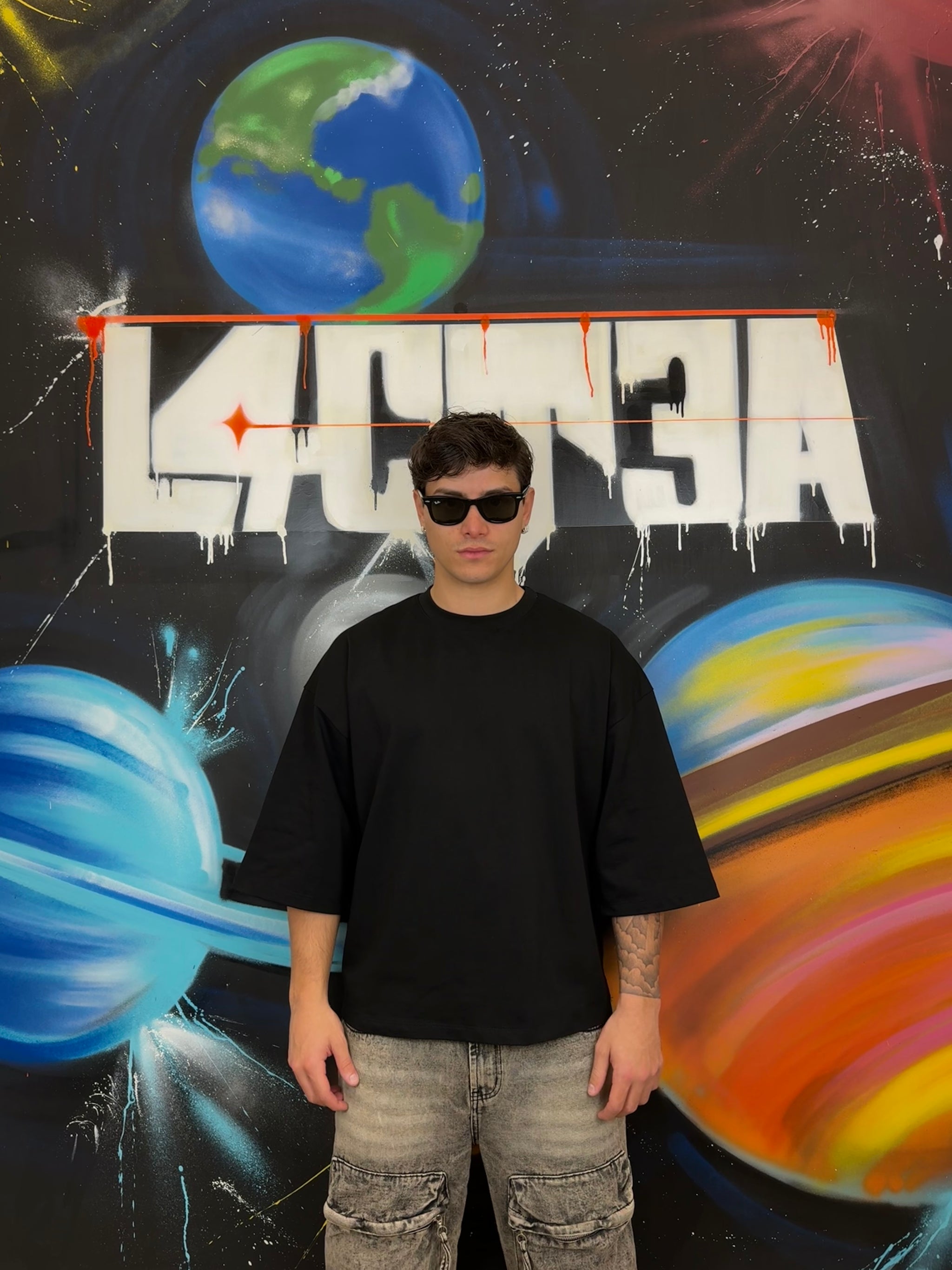 T-shirt crop con manica a 3/4