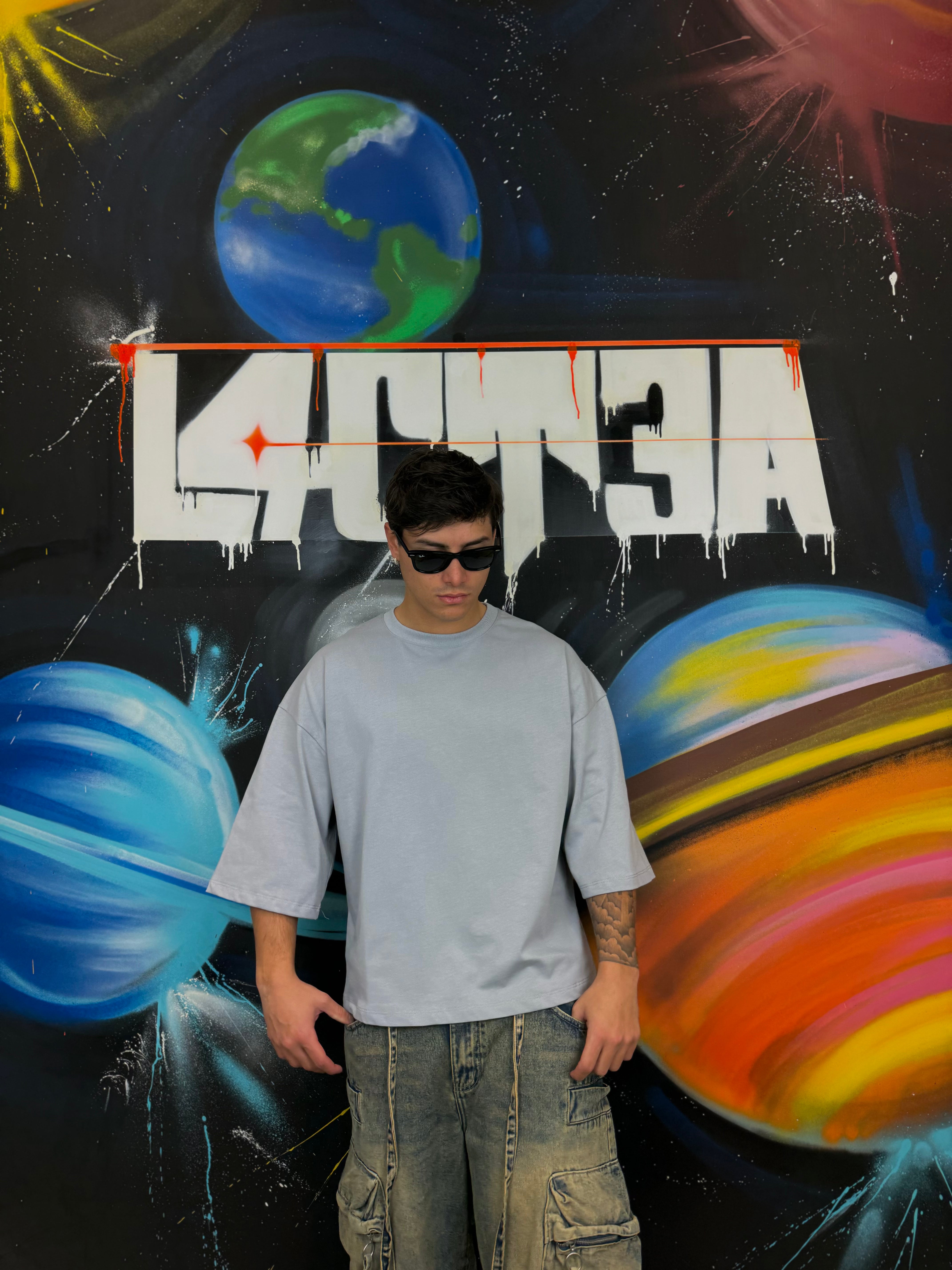 T-shirt crop con manica a 3/4