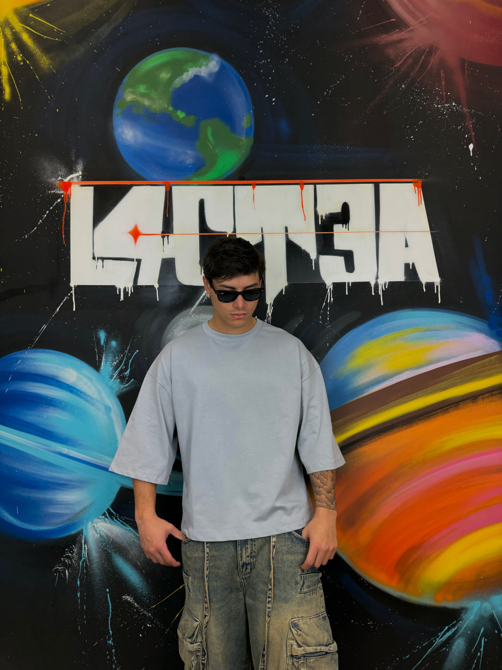 T-shirt crop con manica a 3/4